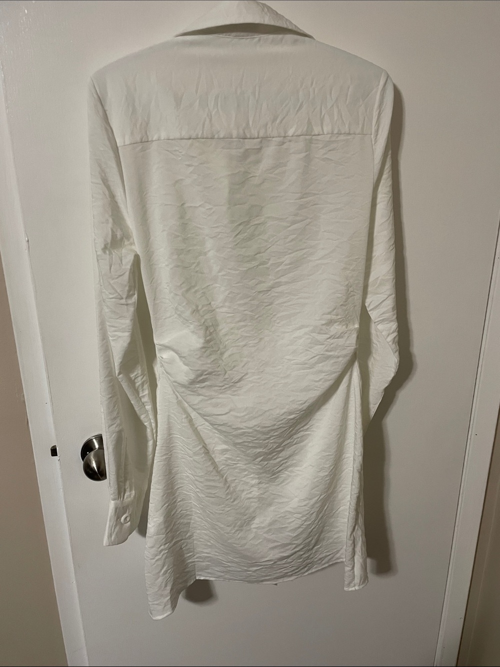 Choosy Cream Colour Long Sleeve Ruched Waistline Dress Size 4 - Picture 9 of 11